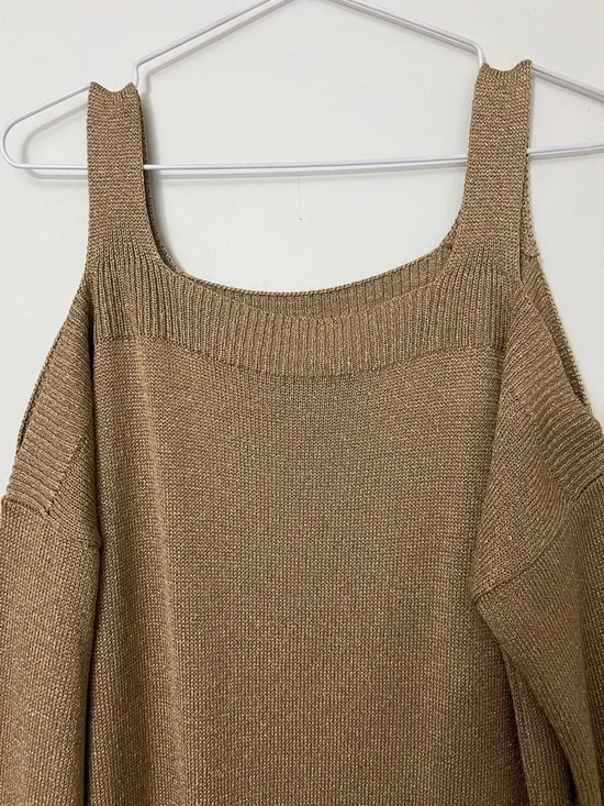 Massimo Dutti Gold Bronze Cold Shoulder Jumper - Picture 2 of 6